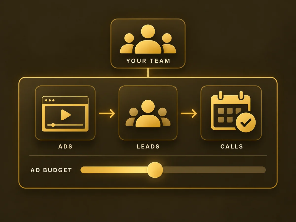 Your team running ads, leads, and calls with an ad budget dial